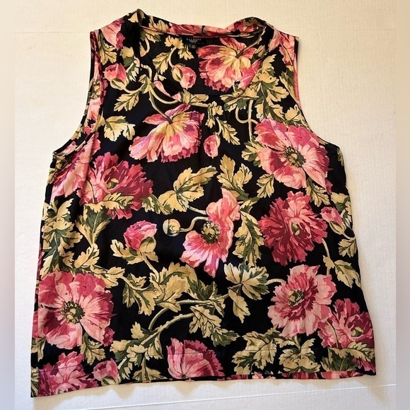 Talbots sleeveless floral silk cotton top Sz-12P. R10 - Picture 3 of 8